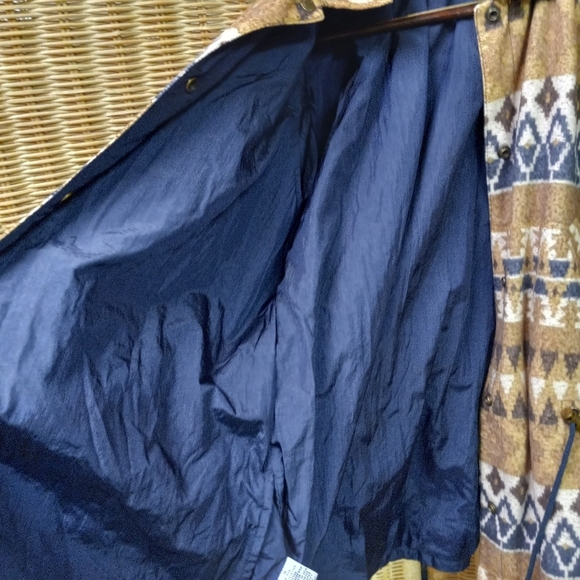 CASUAL Club Jacket Fleece Reversible Waterproof Beige Blue White Aztec Size S/36 - Picture 7 of 12